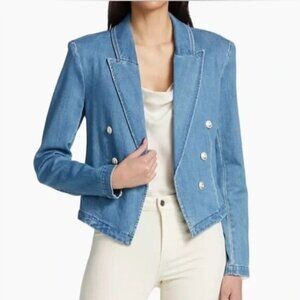 L’AGENCE Wayne Denim Blazer Open Front Blue size Medium